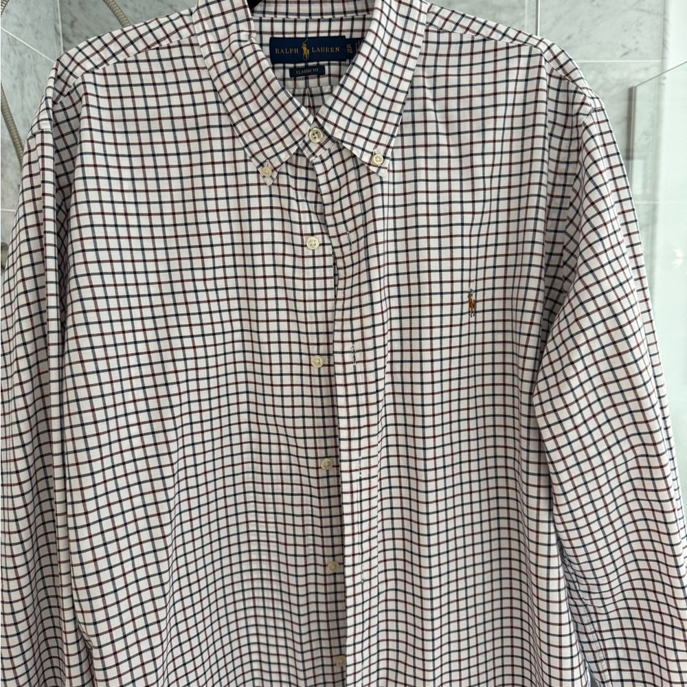 Ralph Lauren Casual Button Down Shirt White and Red